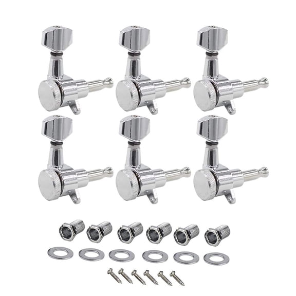 Retro Inline Guitar Locking Tuners for ST Electric Guitar Parts, Chrome