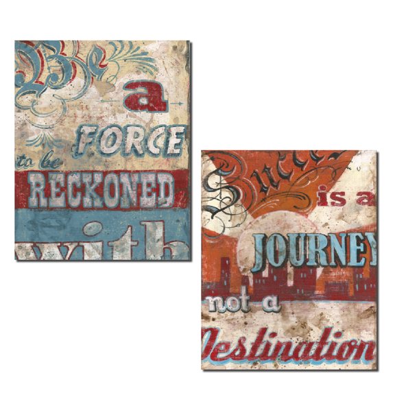 Retro Inspirational Be a Force to be Reckoned With & Success is a Journey Not a Destination; Two 11x14in Posters