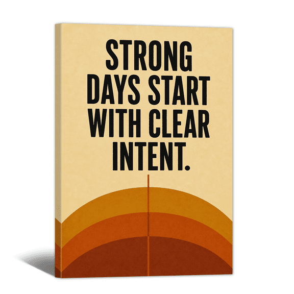 Retro Inspirational Canvas Wall Art Clear Intent Strong Days Quote Prints, Vintage Layered Curve Artwork Paintings for Living Room Bedroom Study Home Office Wall Decor