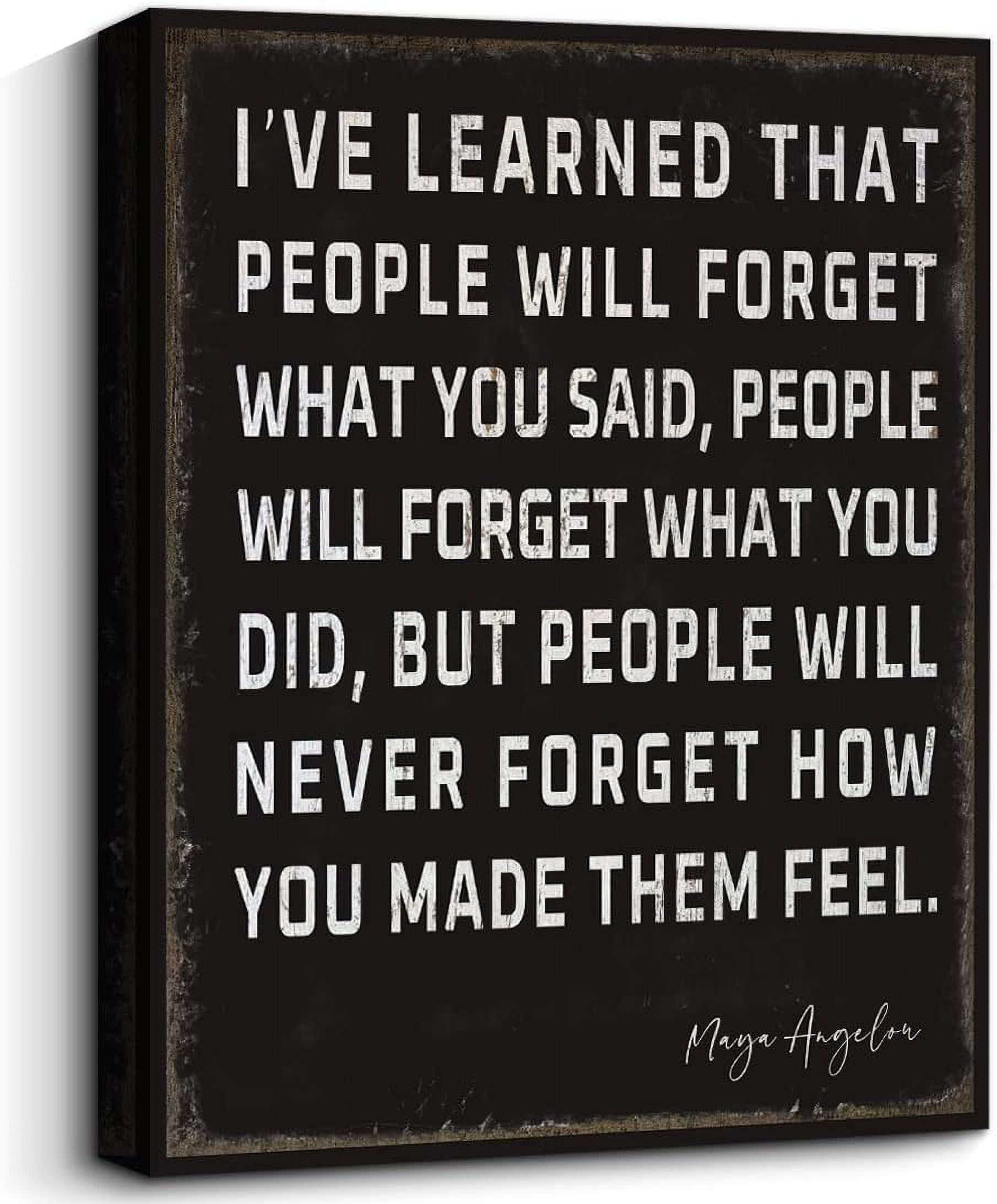 Maya Angelou Quote Wood Box Sign - 6x6 Inch Desk Decor For Home Office Inspiration