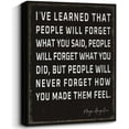 thumbnail image 1 of Retro Inspirational Canvas Wall Art Maya Angelou Quotes I've Learned That People Will Never Forget How You Made Them Feel Motivational Positive Painting Wall Decor for Home Office Unframed Gift, 1 of 3