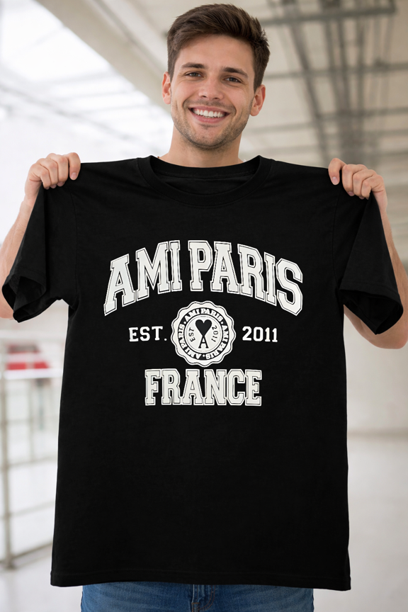 Retro Inspired Ami Paris France Vintage Graphic Unisex T-Shirt, for men & women, up to size 5XL