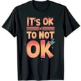 thumbnail image 1 of Retro Inspired Black T-Shirt It's Ok To Not Ok in Bold Gradient Colors, 1 of 5