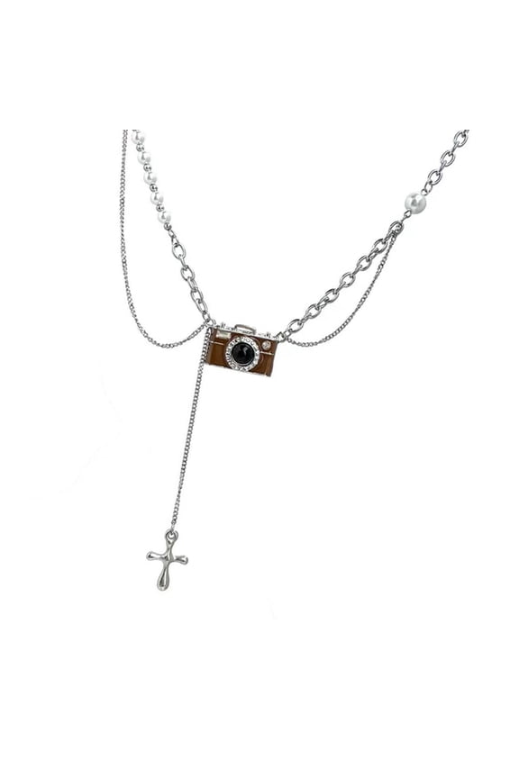 Retro Inspired Brown Camera Necklace Adjustable Length Neckchain Unique Photography Lover Fashion Accessories