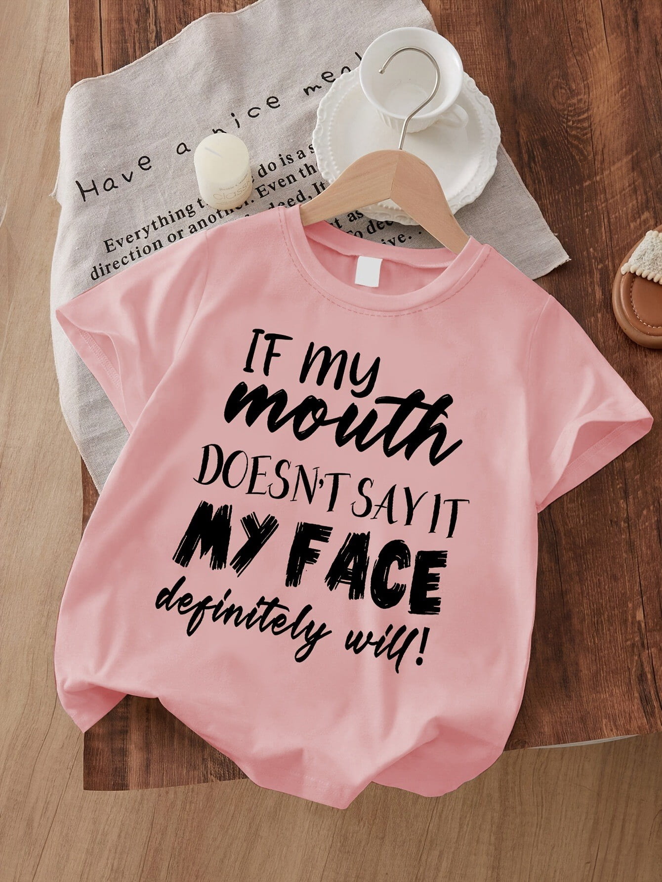 Retro-Inspired Girls' Casual T-Shirt with If My Mouth Doesn't Say It ...