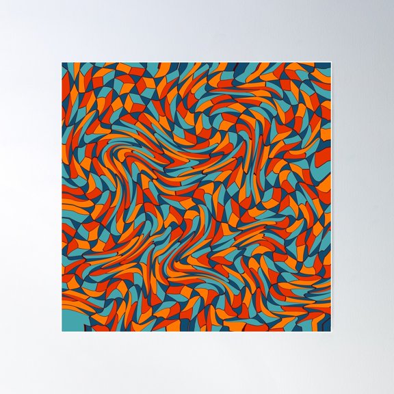 Retro Inspired Kaleidoscope Cube Pattern Poster Wall Art, Modern Wall Decor For Living Room Bedroom, 24x24 UNFRAMED