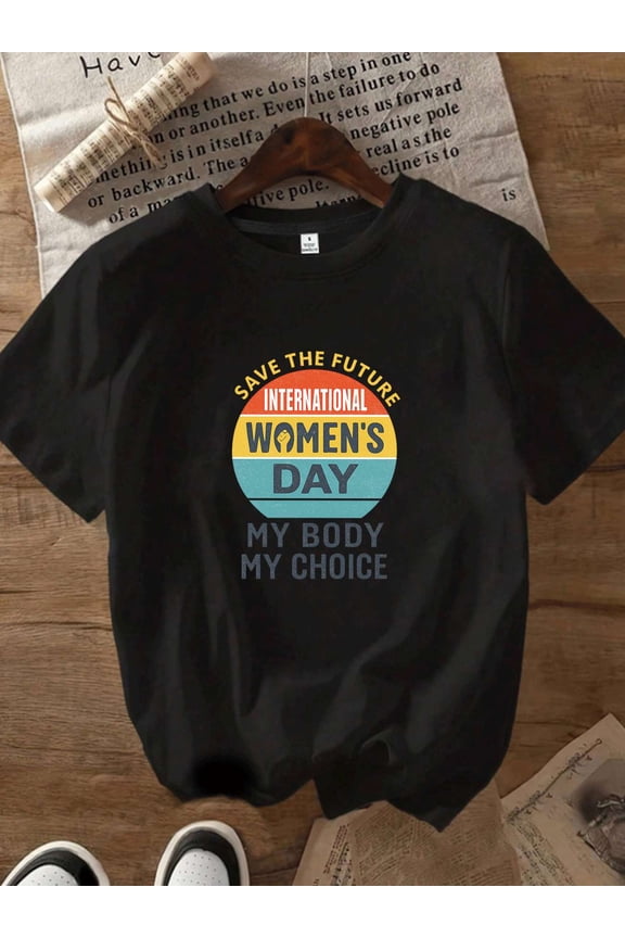 Retro International Women's Day T-Shirt Save The Future My Body My Choice Feminist Empowerment Apparel Vintage Style Graphic Tee