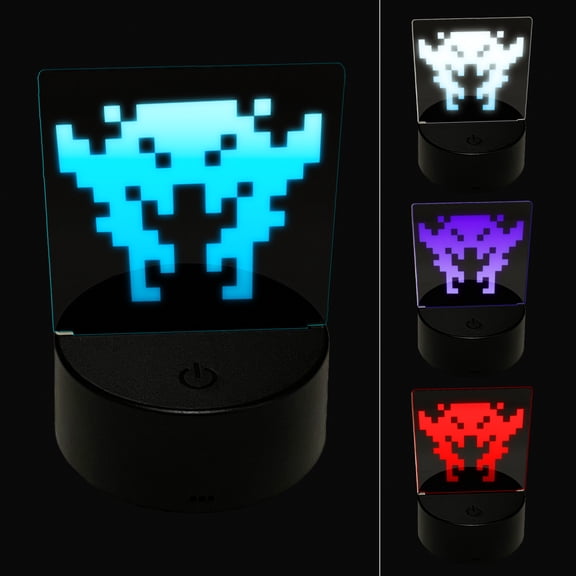 Retro Invaders from Space Crab Alien LED Night Light Sign 3D Illusion Desk Nightstand Lamp