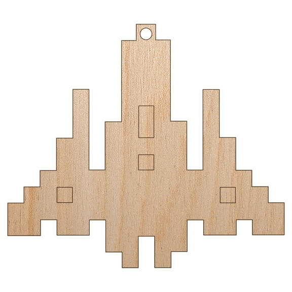 Retro Invaders from Space Rocket Ship Wood Holiday Christmas Tree Ornament Unfinished DIY Pre-Drilled Craft