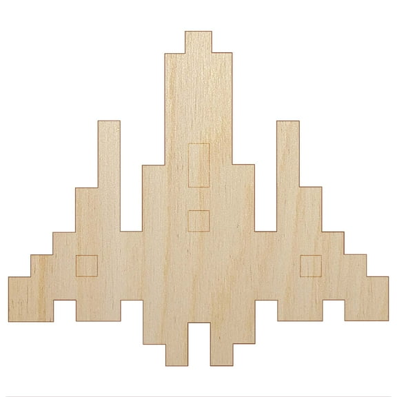 Retro Invaders from Space Rocket Ship Wood Shape Unfinished Piece Cutout Craft DIY Projects - 6.25 Inch Size - 1/4 Inch Thick