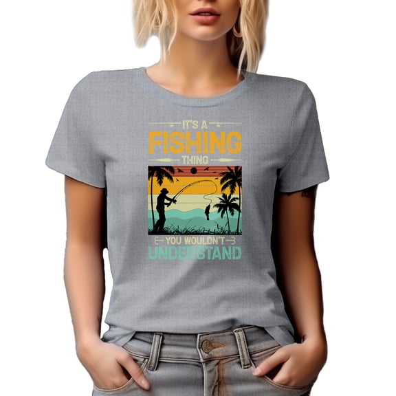 Retro It's a Fishing Thing You Wouldn't Understand, Funny Fishing Enthusiast Themed, Heather Grey T-Shirt, XL