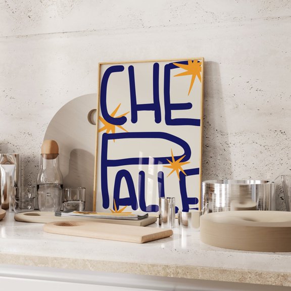 Retro Italian Che Palle Blue Typography Poster Unframed Paper Print