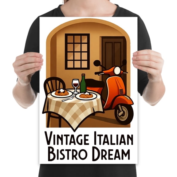 Retro Italian bistro, 13x19 art print for kitchen and dining room wall and cafe decor