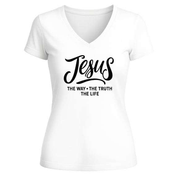 Retro JESUS THE WAY THE TRUTH THE LIFE Printed T-shirt, Fashion Tee with Unique Cracked Design