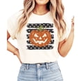 thumbnail image 1 of Retro Jack-O-Lantern Pumpkin Halloween Shirt for Women & Teen Girls, Ivory Shirt, M, 1 of 8