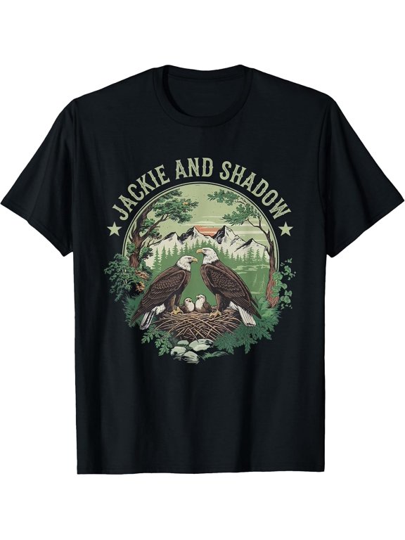 Retro Jackie & Shadow Bald Eagle Family Tee for Nature Enthusiasts