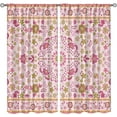 thumbnail image 1 of Retro Jacquard Design Blackout Rod Pocket Curtains for Girls Bedroom, Mandala Geometry Flowers Foldable Long Window Drapes, Thermal Insulation Shading Curtains for Living Room Study-W42xL54in, 1 of 6