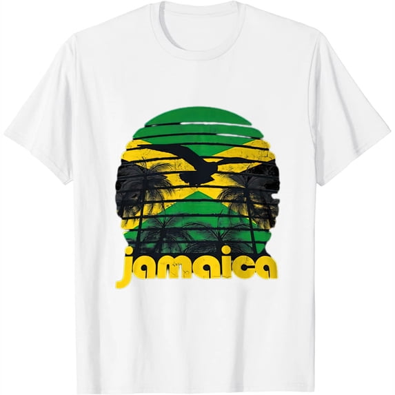 Retro Jamaica Flag Jamaican 70's 80's Men Women Gift Vintage T-Shirt White Small