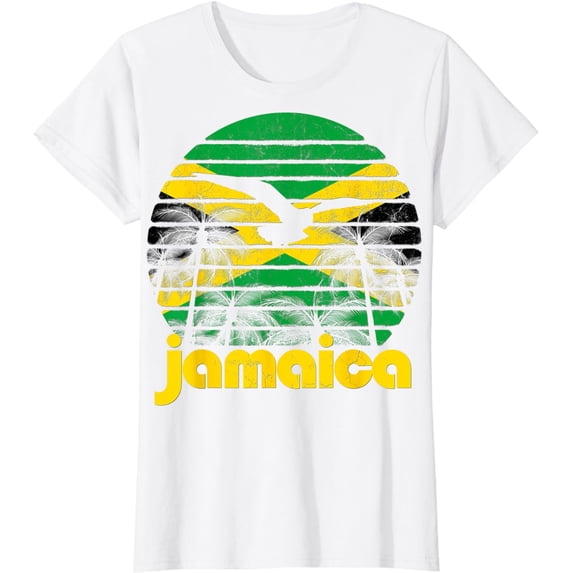 Retro Jamaica Flag Jamaican 70's 80's Men Women Gift Vintage T-Shirt