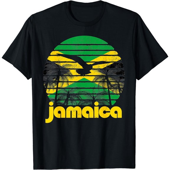 Retro Jamaica Flag Jamaican 70's 80's Men Women Gift Vintage T-Shirt