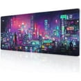 thumbnail image 1 of Retro Japanese Anime Gaming Mouse Pad XL Cool Dark Purple Red Vaporwave City Extended Large Desk Mat Big Mousepad Non-Slip Rubber Base Stitched Edge Long Desk Pad for Desktop Computer,31.5×11.8 in, 1 of 6