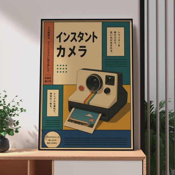 Retro Japanese Camera Vintage Polaroid Print Japan Tech Wall Art Retro Japanese Polaroid Wall Art Retro Japanese Ad