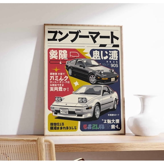 Retro Japanese Car Poster, Japanese Car Print, Retro Japanese Poster, Japanese Wall Art, Oriental Art, Car Gift, Japanese Decor 8x12 UNFRAMED