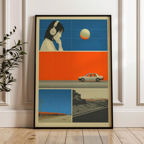 Retro Japanese Car Y2k Indie Poster