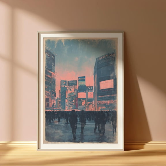 Retro Japanese City Travel Print: Vintage Japan Wall Art, Neon Tourist Poster, Unframed Poster Size 24x36