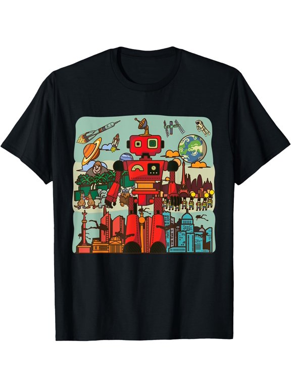 Retro Japanese Robotics Engineer Gift Idea Funny Toy Robot T-Shirt