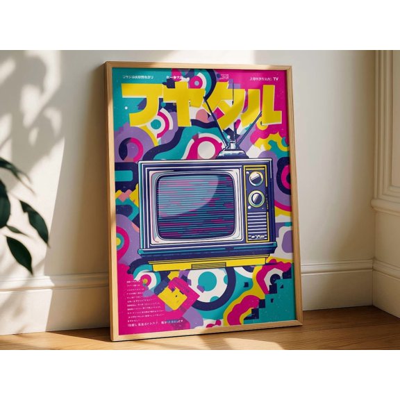 Retro Japanese Television Screen Print Poster Unframed Paper Print