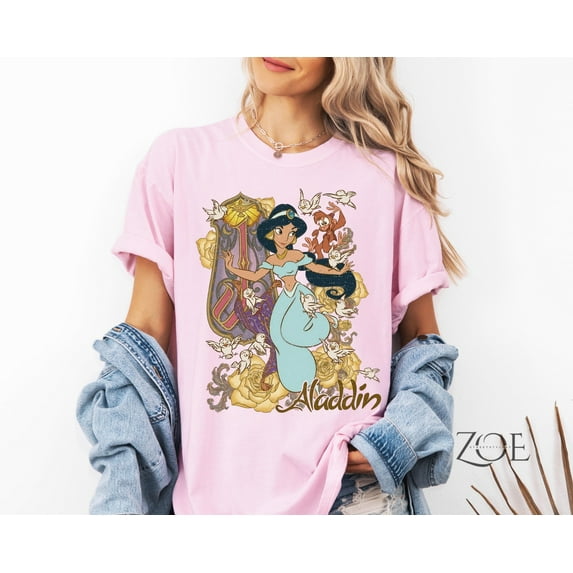 Retro Jasmine Princess Comfort Colors T-Shirt, Disney Girl Trip Shirt, Vintage Tee,Blossom color,size 2XL