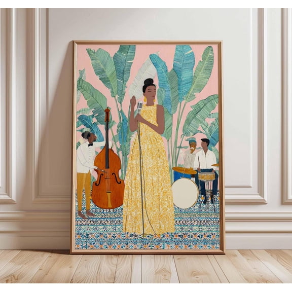 Retro Jazz Band Music Poster Unframed Paper Print