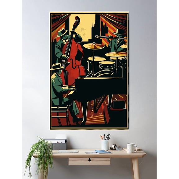 Retro Jazz Band Performance Poster Poster Wall Art, Modern Wall Decor For Living Room Bedroom, 12x18 UNFRAMED