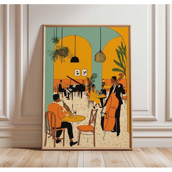Retro Jazz Blues Music Poster, Unframed Paper Poster 8x10in