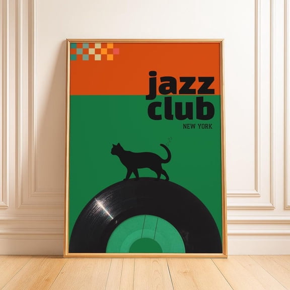 Retro Jazz Club Print, Mid Century Modern Music PrintPDF A2-A5, 20x28 Inches), Unframed Paper Poster 11x14in