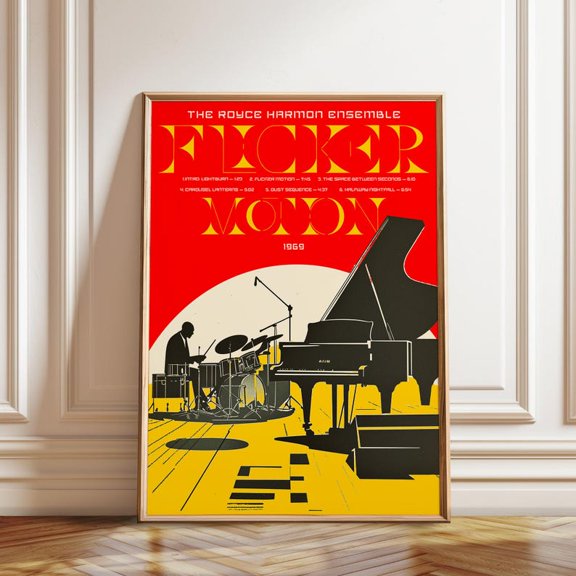 Retro Jazz Ensemble Abstract Musician Wall Art Print, Unframed Paper Poster 8x10in