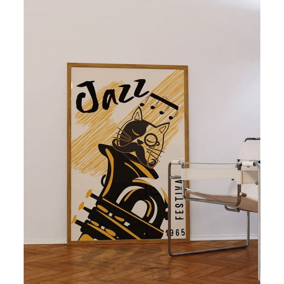 Retro Jazz Festival Art Poster Mid,Century Modern Music Poster, 8x12 UNFRAMED