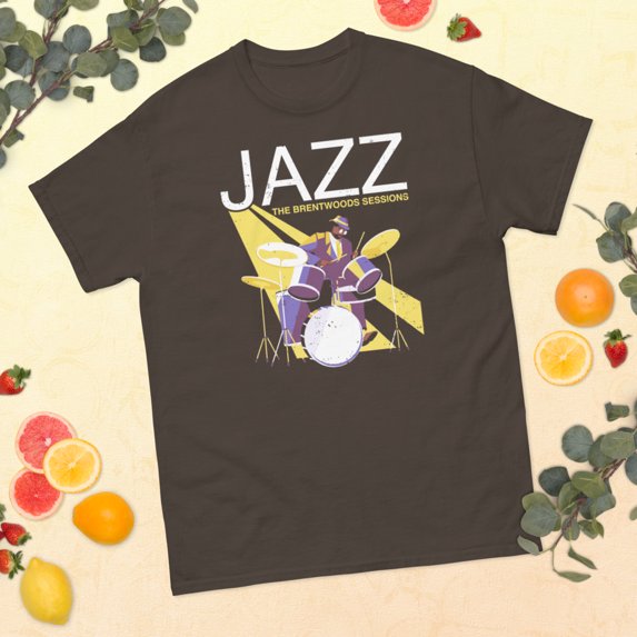 Retro Jazz Music Vintage Retro Jazz Musician Graphic classic tee (Dark Chocolate, L)