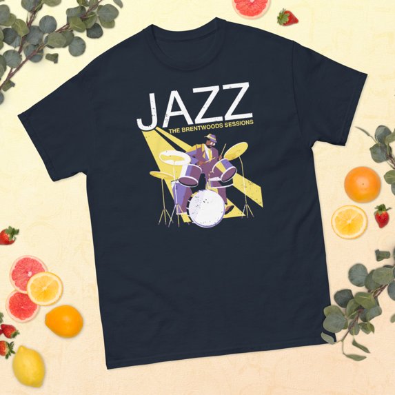 Retro Jazz Music Vintage Retro Jazz Musician Graphic classic tee (Navy, S)