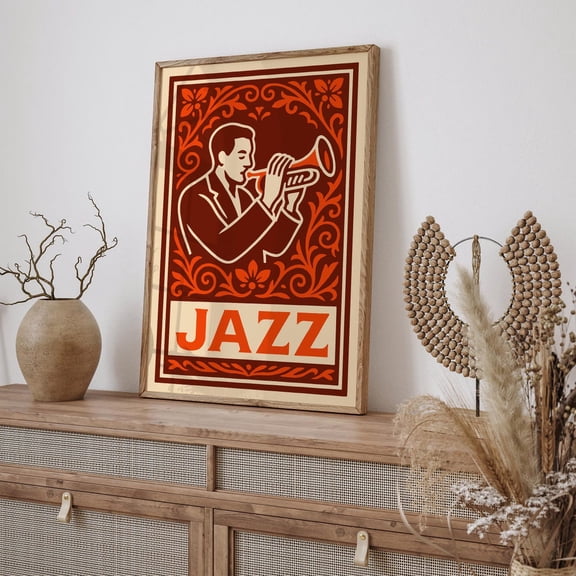 Retro Jazz Musician Wall Art Unframed Paper Print
