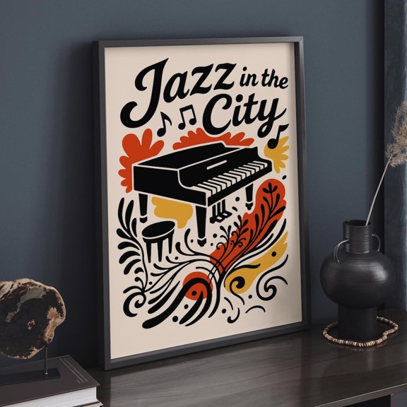 Retro Jazz Piano Vibrant Music Poster, Unframed Size 8x12