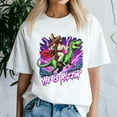 thumbnail image 1 of Retro Jesus Christian He Is Rizzin Shirt, Riding TRex Dinosaur Tee, 1 of 5