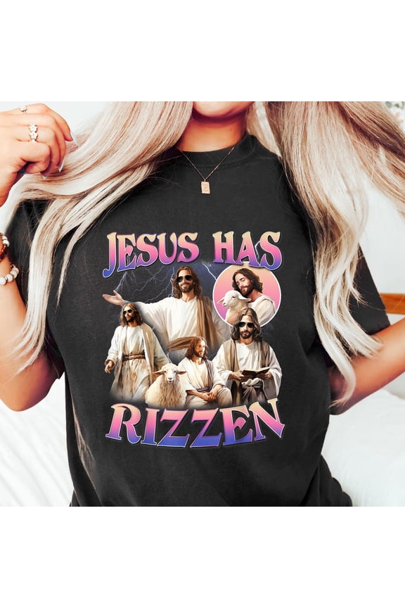 Retro Jesus Has Rizzen Shirt, Bible Verse T-Shirt, He Is Risen Shirt, Christian Woman Gift, Funny Jesus Graphic Tee Unisex S-5XL Hot Trending Shirt, Vintage Birthday Gift