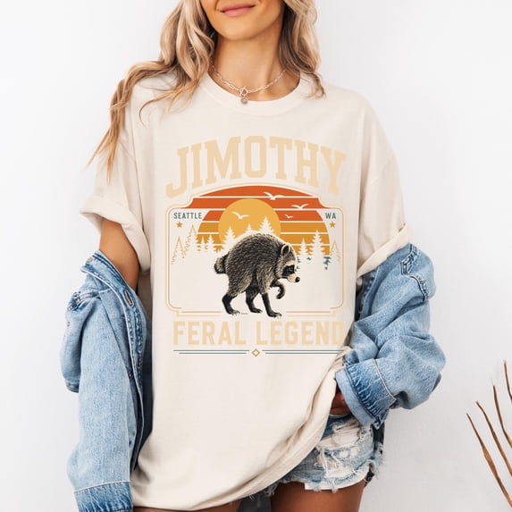 Retro Jimothy Raccoon Shirt, Funny Seattle Meme Legend, Feral Animal Tee Multicolor
