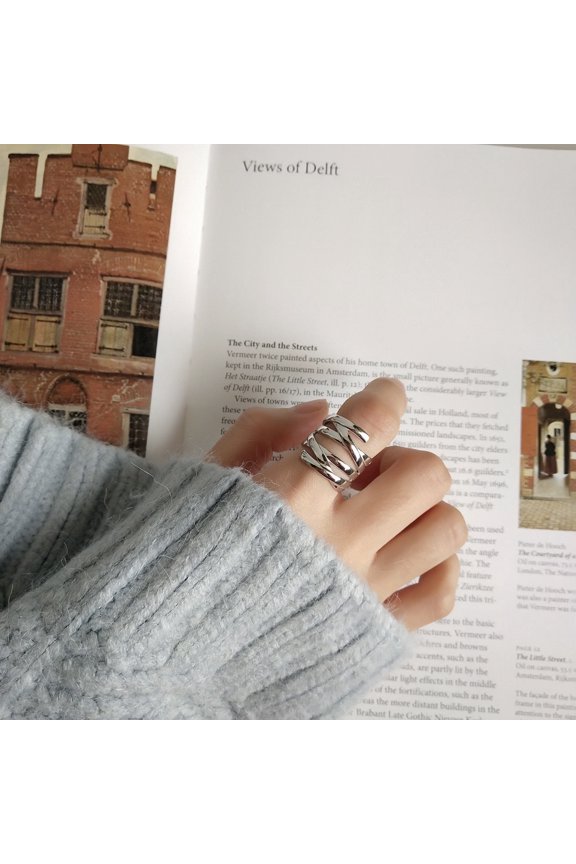 Unisex Geometric Joint Ring Silver Plated European American Design Fashion Statement Ring Vintage Knuckle Ring