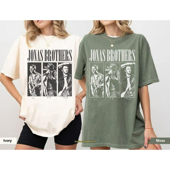 Retro Jonas Brothers Tour Shirt, Vintage Unisex T-Shirt, Gift Foe Fan Music Tee,Moss Color,Size 2XL