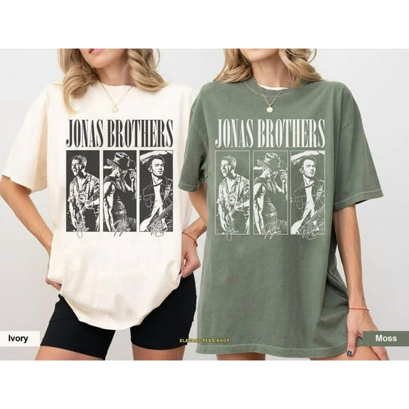Retro Jonas Brothers Tour Shirt, Vintage Unisex T-Shirt, Gift Foe Fan Music Tee,Moss Color,Size L