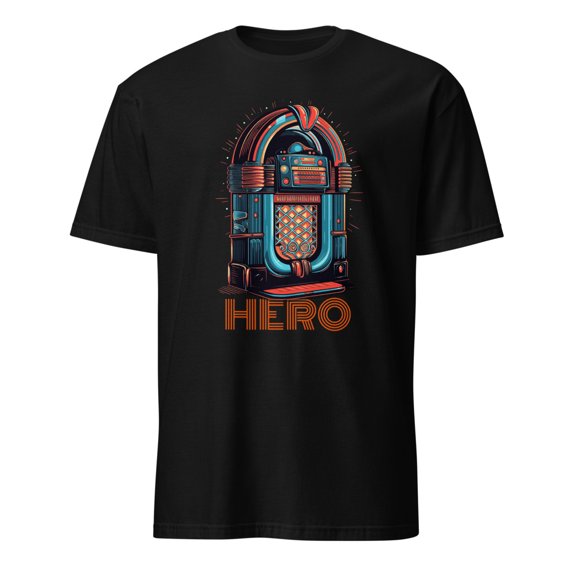 Retro Jukebox Hero Music Lover Vintage Style T-Shirt (Black, S)