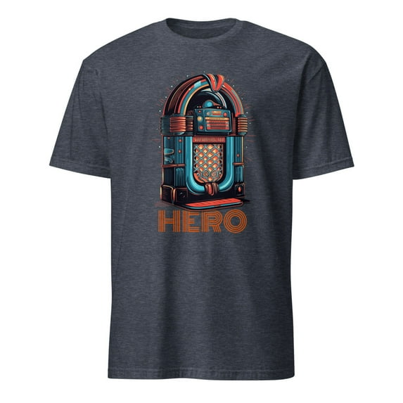 Retro Jukebox Hero Music Lover Vintage Style T-Shirt (Heather Navy, XL)